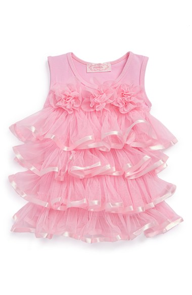 Popatu Ruffle Tiered Dress (Baby Girls) Pink tulle easter dresses for baby girls