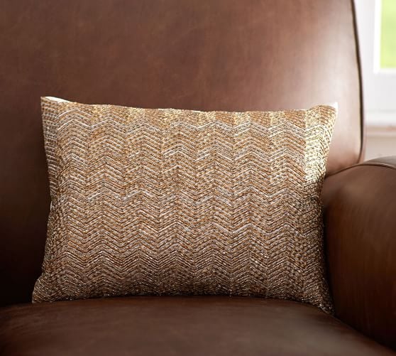 Pottery Barn BEADED CHEVRON PRINT GLITTER BOUDOIR PILLOW COVER