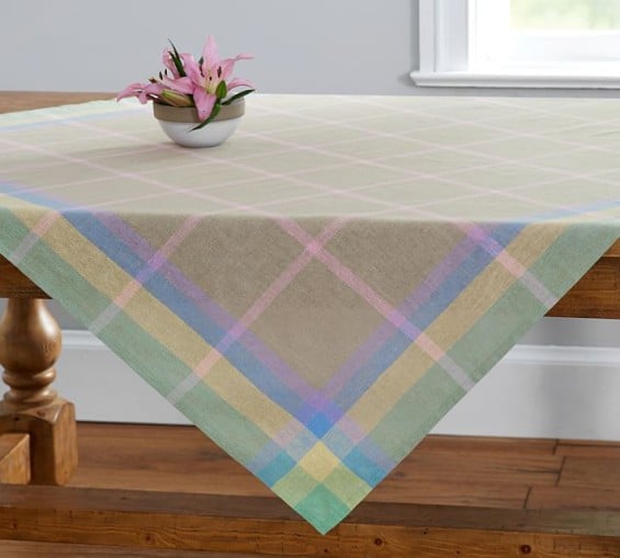 Pottery Barn EASTER PLAID TABLE THROW