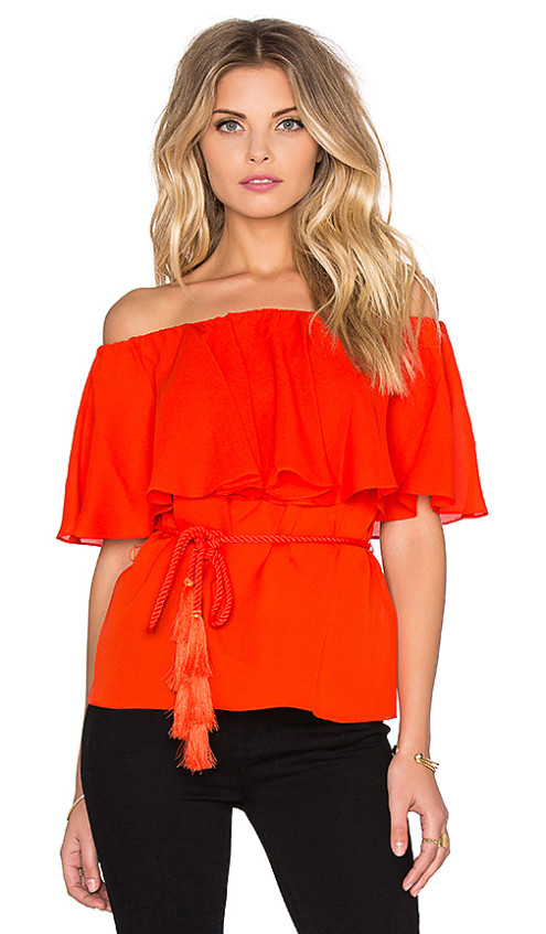 RACHEL ZOE MARDI OFF SHOULDER TOP RED