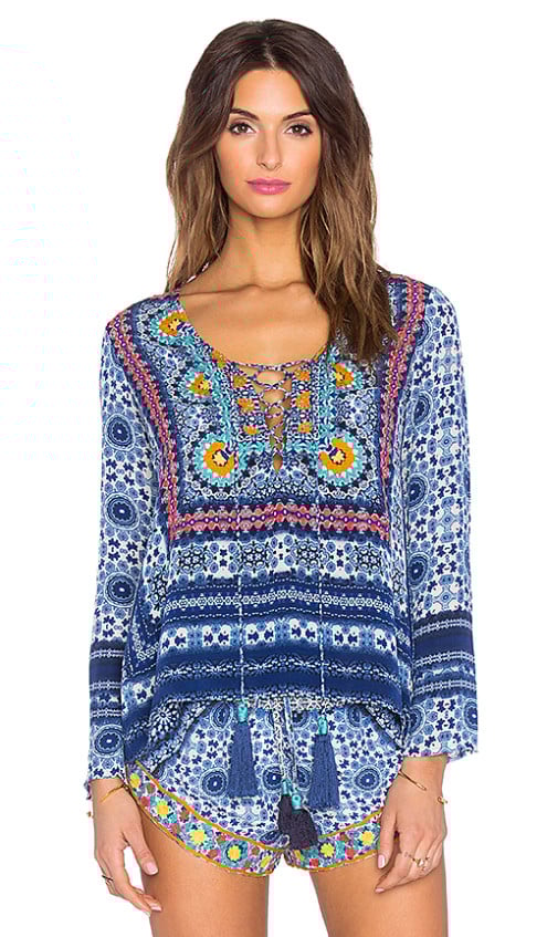 ROCOCO SAND Lace Up Top Tile Blue