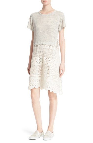 Sea Popover Jersey & Lace Dress Cream