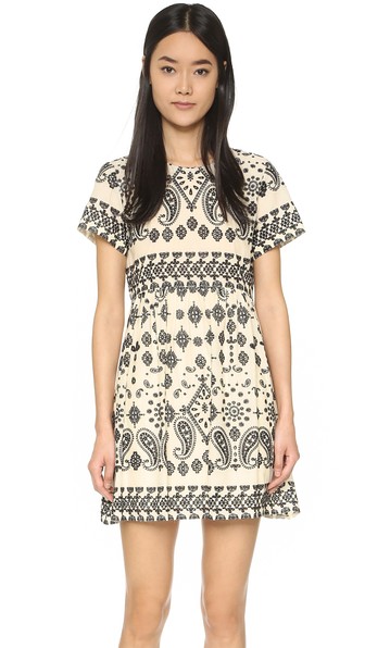 Sea Slit Back Eyelet Popover Dress Natural Black popover dresses spring
