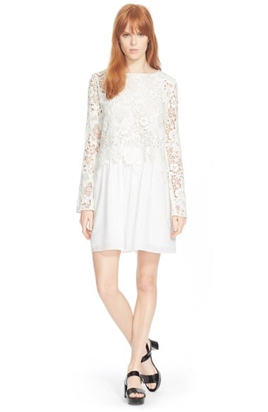 See by Chloé Lace Long Sleeve Popover Dress Cloud Dancer