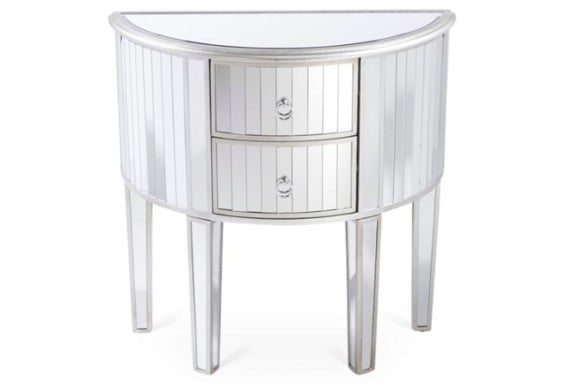 Shelly Mirrored Nightstand, Silver 