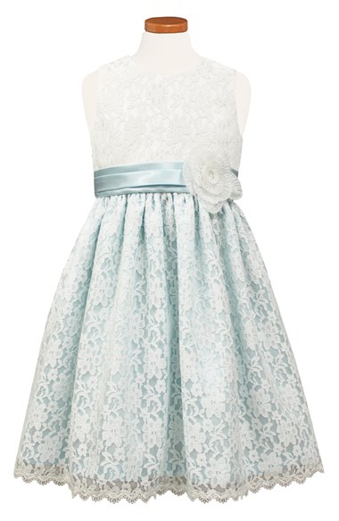 Sorbet Floral Lace Dress (Toddler Girls, Little Girls & Big Girls) Blue