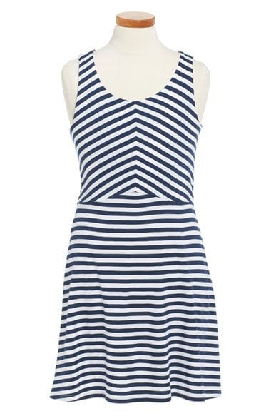 Splendid Stripe Sleeveless Knit Dress (Big Girls) Navy Blue