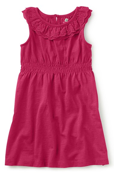 Tea Collection 'Elena' Sleeveless Dress (Toddler Girls, Little Girls & Big Girls) Hollyhock Eyelet Trim