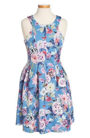 Ten Sixty Sherman Floral Print Sleeveless Dress (Big Girls) Blue Lavender/Pink easter dresses for tweens