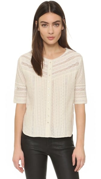 The Kooples Embroidered Top Ecru