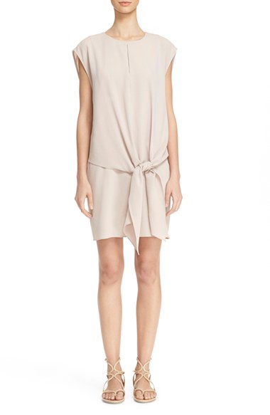 Tibi 'Savanna' Popover Sheath Dress Blush Haze with Tie Detail