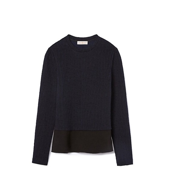 Tory Burch QUILTED JACQUARD PULLOVER