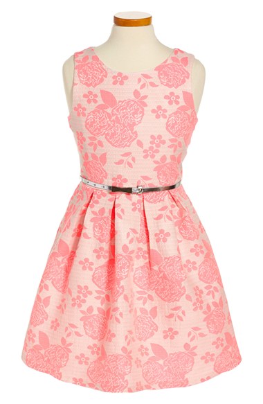 Trixxi Floral Print Fit & Flare Dress (Big Girls) Pink easter dresses for big girls tweens
