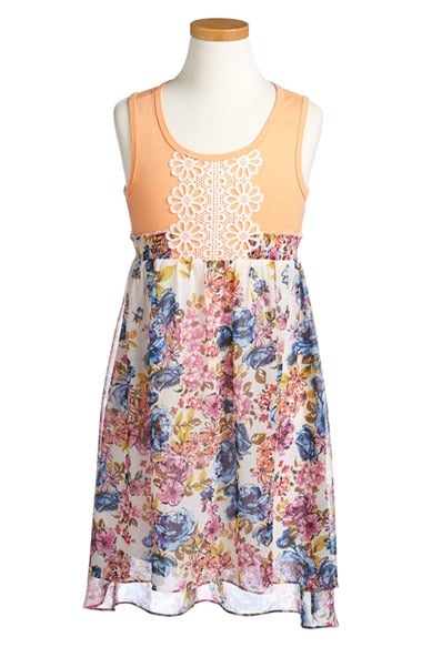 Truly Me Floral Print Sleeveless Dress (Big Girls) Orange Multi