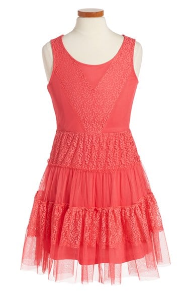 Truly Me Sleeveless Tulle Dress (Big Girls) Coral