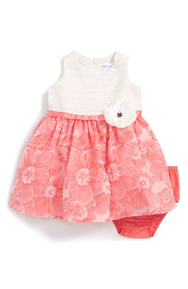 Us Angels Sleeveless Lace Dress (Baby Girls) in Coral or Blue