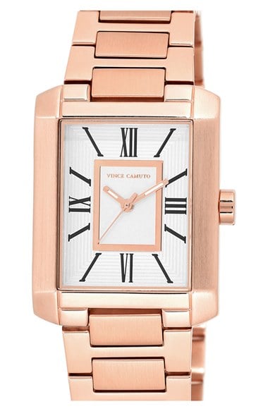 Vince Camuto Rectangle Bracelet Watch, 40mm Rose Gold White
