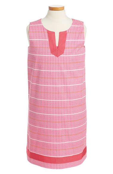 Vineyard Vines 'Whale Stripe' Sleeveless Shift Dress (Toddler Girls, Little Girls & Big Girls) Rhododendron