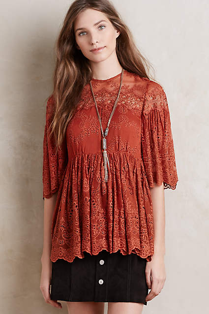 Zimmermann Embroidered Alchemy Silk Top Copper
