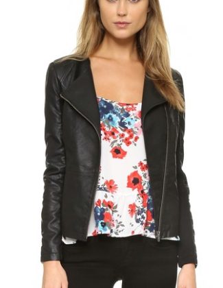 cupcakes and cashmere Caitlyn Vegan Leather Jacket Black