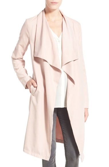 cupcakes and cashmere 'Laswell' Drape Coat Pale Pink trench coats for spring