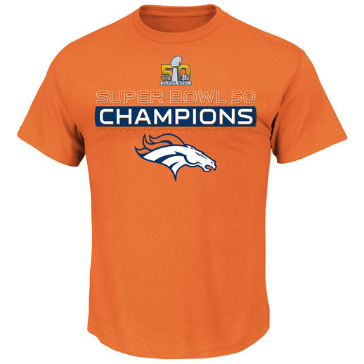 MAJESTIC DENVER BRONCOS ORANGE SUPER BOWL 50 CHAMPIONS WAY VIII ROSTER T-SHIRT
