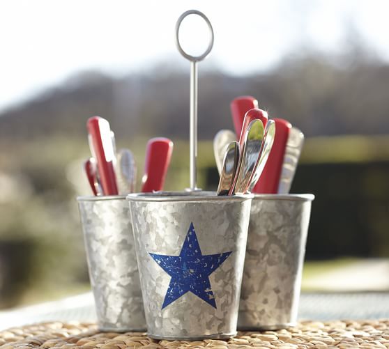 Pottery Barn GALVANIZED METAL STAR CONDIMENT SET