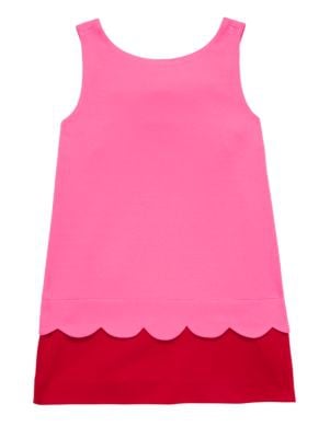 kate spade girls' bow back scallop dress carousel pink posey red