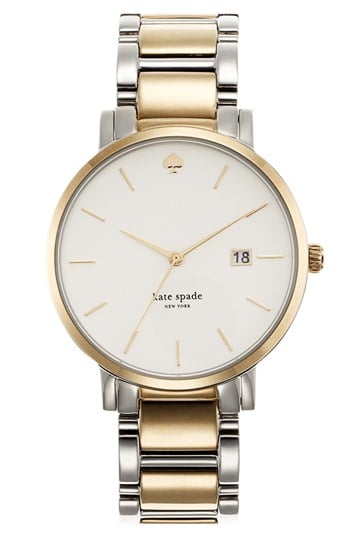 kate spade new york 'gramercy grand' bracelet watch, 38mm Gold Silver