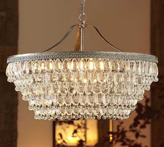 POTTERY BARN CLARISSA CRYSTAL DROP ROUND CHANDELIER