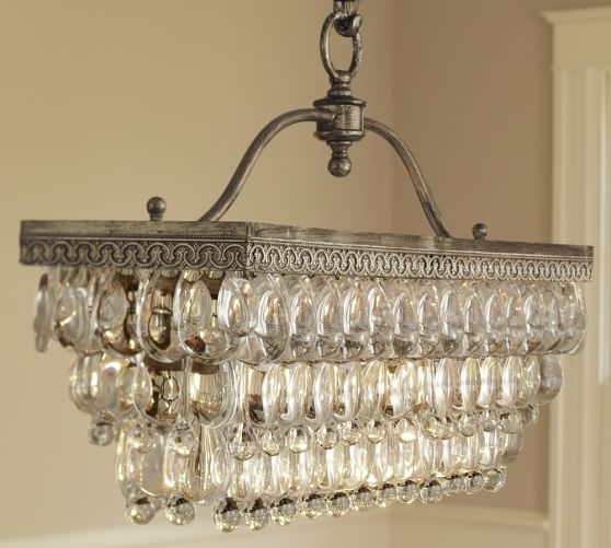 Pottery Barn CLARISSA GLASS DROP RECTANGULAR CHANDELIER