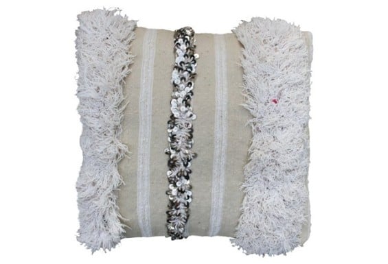 VINTAGE Striped Moroccan Berber Sham w/ Sequins