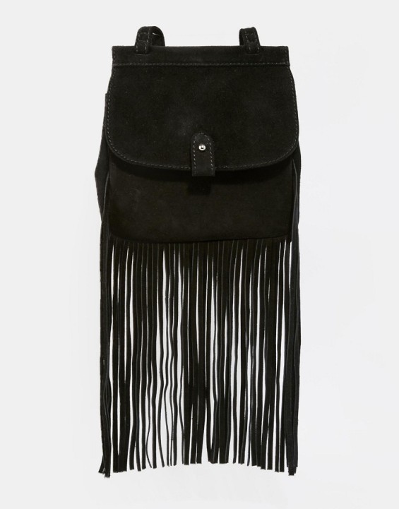 ASOS Fringed Suede Backpack Black