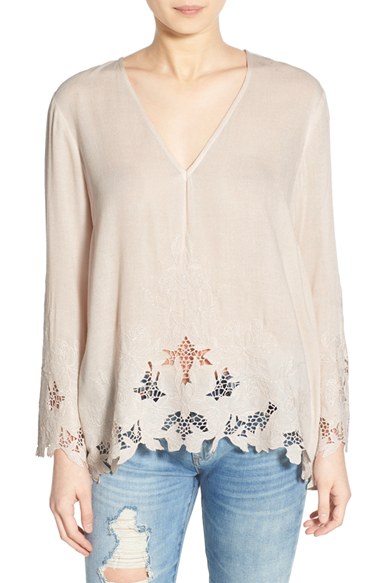 ASTR Embroidered Bell Sleeve Top Ivory bell sleeve tops for spring