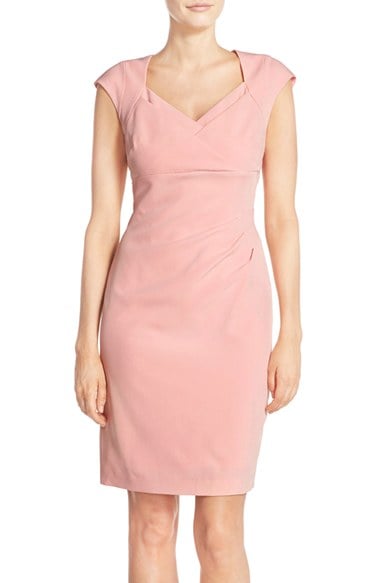 Adrianna Papell Pleat Crepe Sheath Dress (Regular & Petite) Peony