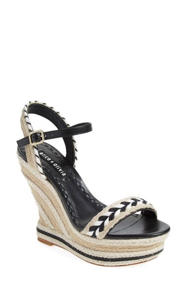 Alice + Olivia 'Janaya' Espadrille Wedge Sandal (Women) Black White