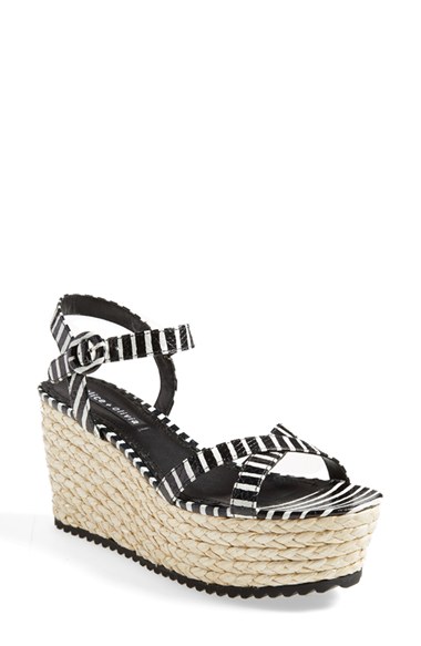 Alice + Olivia 'Rachel' Espadrille Platform Sandal (Women) Black White Streak Snake