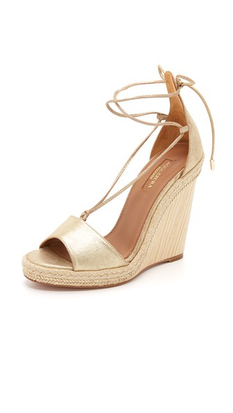 Aquazzura Alexa Wedge Espadrilles - Light Gold