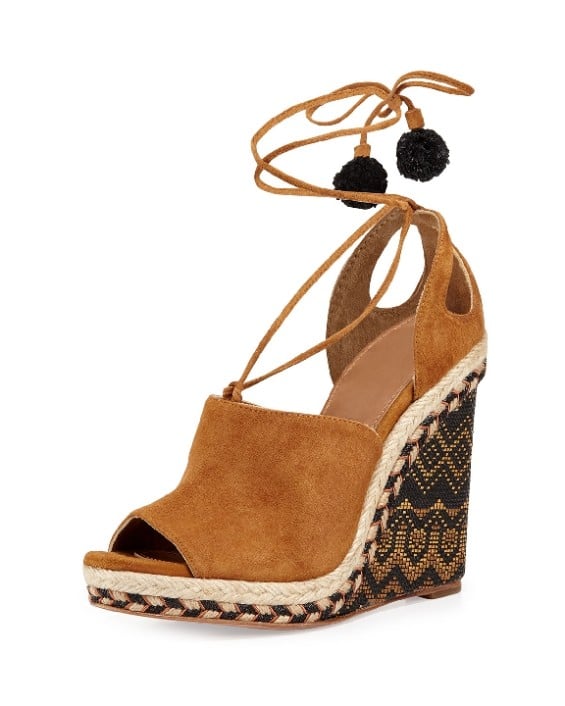 Aquazzura Palm Springs Wedge Sandals Cognac