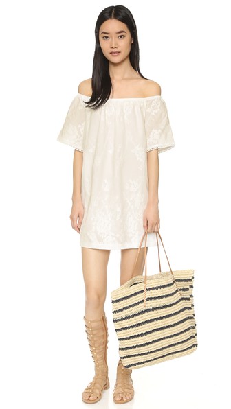 BB Dakota Floral Embroidery Manda Dress White 