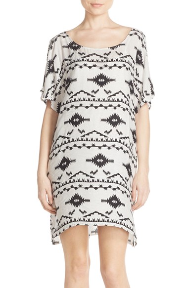 BB Dakota 'Melody' Geo Print Split Sleeve Shift Dress Oatmeal trapeze dresses for easter