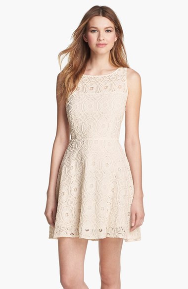 BB Dakota 'Renley' Lace Fit & Flare Dress (Nordstrom Exclusive) Ivory casual lace dresses for spring