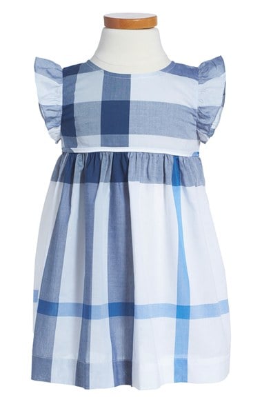 Burberry 'Amanda' Check Print Cotton Voile Dress (Toddler Girls) Ink Blue