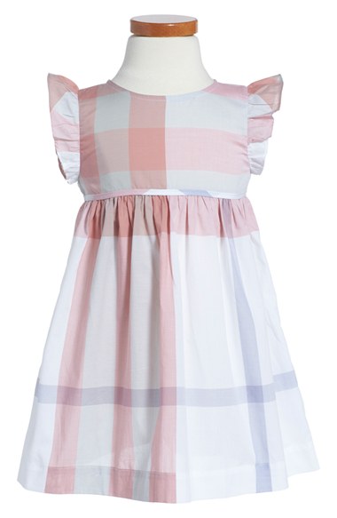 Burberry 'Amanda' Check Print Cotton Voile Dress (Toddler Girls) Light Copper/Pink