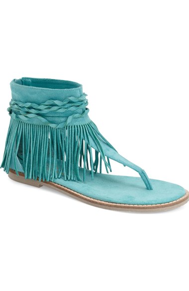 COCONUTS BY MATISSE 'Juno' Flat Fringe Sandal (Women) Turquoise
