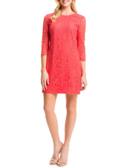 Cynthia Steffe Three-Quarter-Sleeve Lace Shift Dress Pomegranates shift dresses for easter