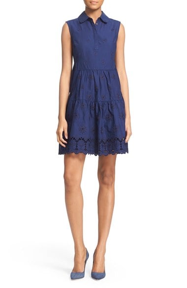 Diane von Furstenberg 'Kit' Embroidered Shirtdress Midnight Blue
