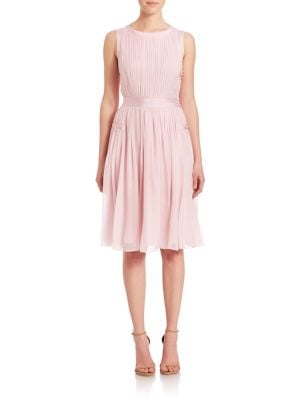 Diane von Furstenberg Letty Gathered Silk A-Line Dress Camellia Pink