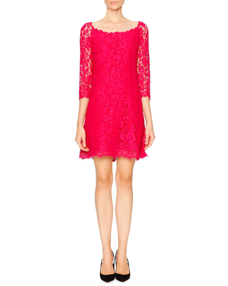 Dolce & Gabbana Cordonetto Lace Sheath Dress, Shocking Pink 