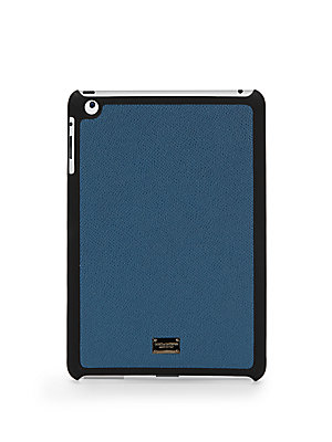 Dolce & Gabbana Pebbled Leather iPad Mini Case Petrolio Blue